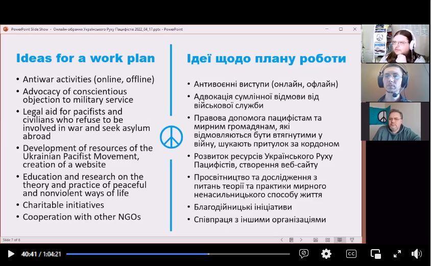 Movimiento Pacifista Ucraniano: contra la perpetuación de la guerra Declaración aprobada en su encuentro del 17 de abril de 2022