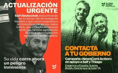 Riesgo extremo para Saif, activista de la noviolencia palestina, secuestrado por Israel ACTUALIZACIÓN: Saif, en huelga seca de hambre